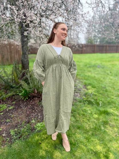 Gingham Plaid Midi Dress - Multiple Colors