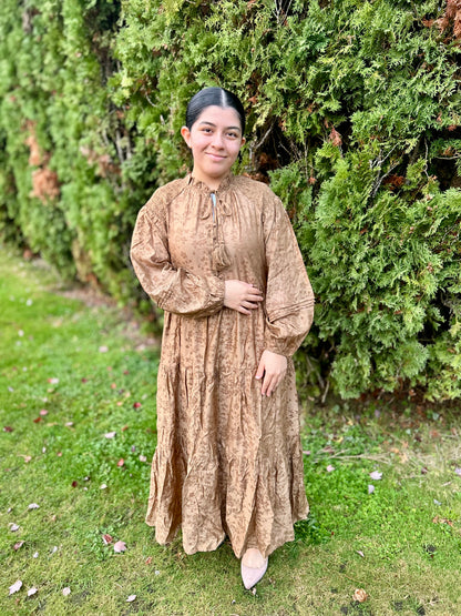 Floral Camel Maxi Dress