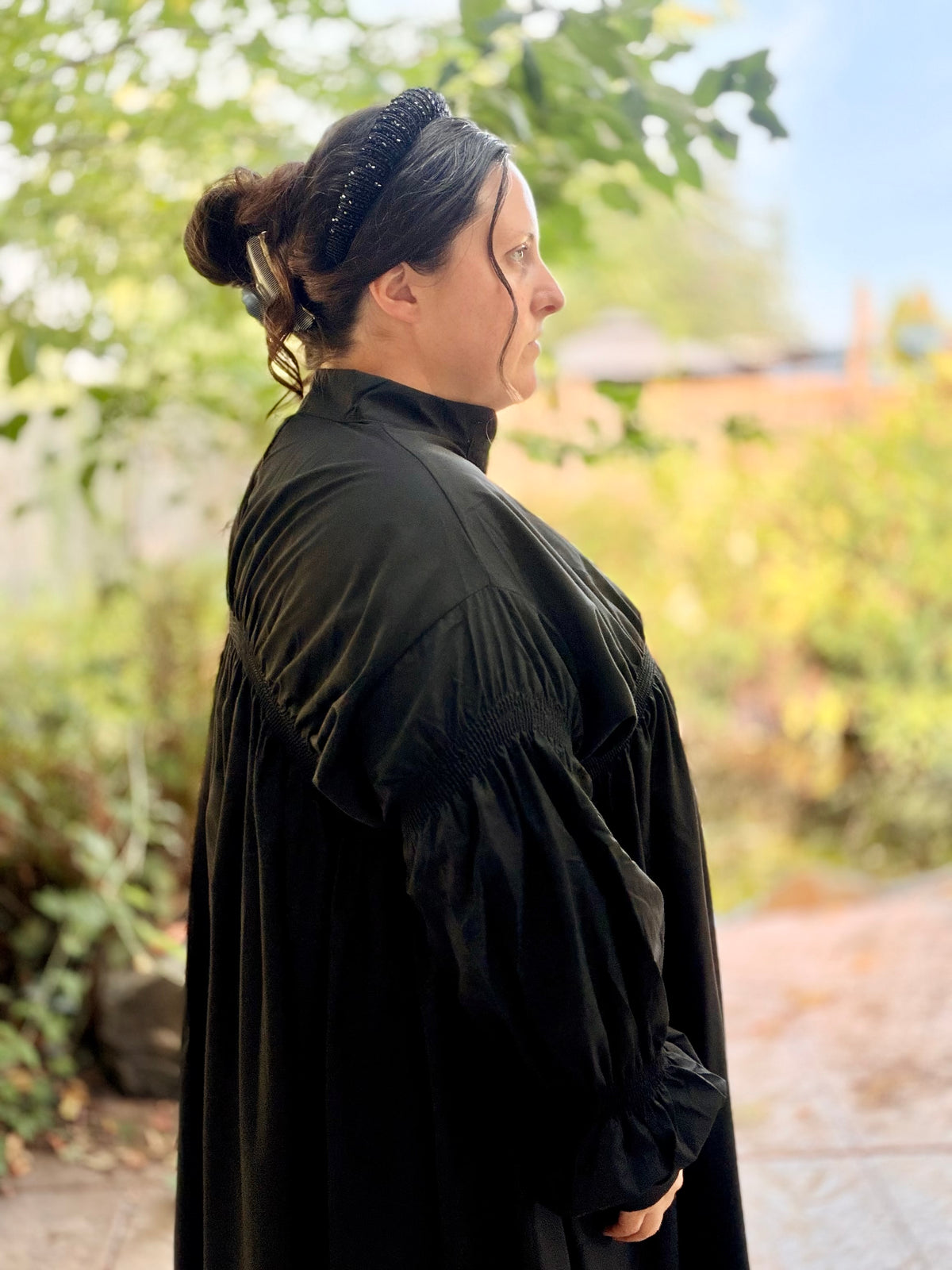 Black Relaxed Ruched Gathered Shirt Dress