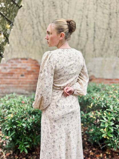 Vintage Floral Lace Trim Dress