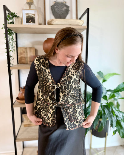 Washed Leopard Printed Vest