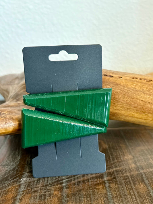 Wood Clip Set- Green Triangle