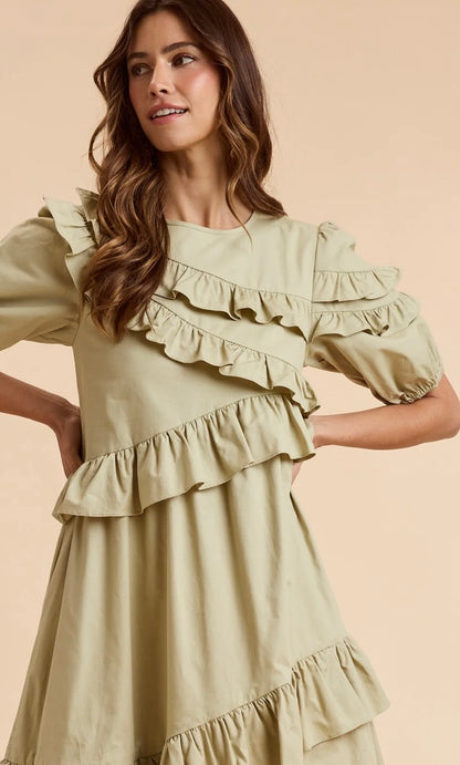 Ruffle Layered Midi Dress