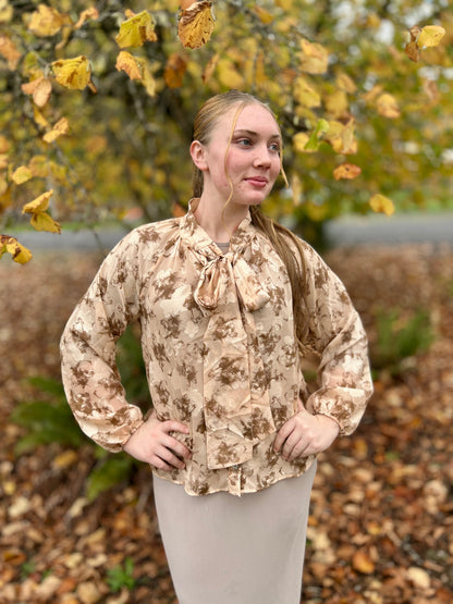 Golden Sunset Tie Neck Blouse