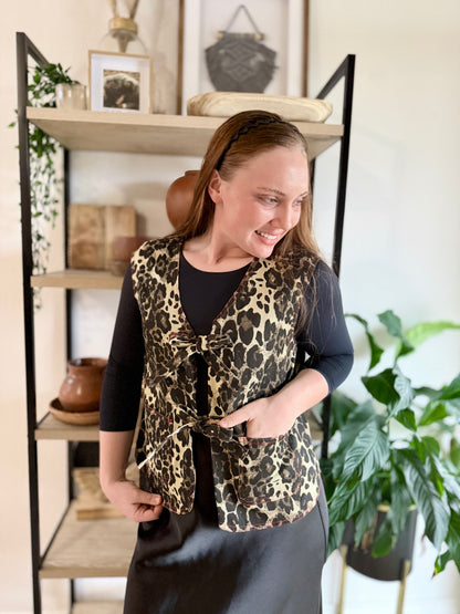 Washed Leopard Printed Vest