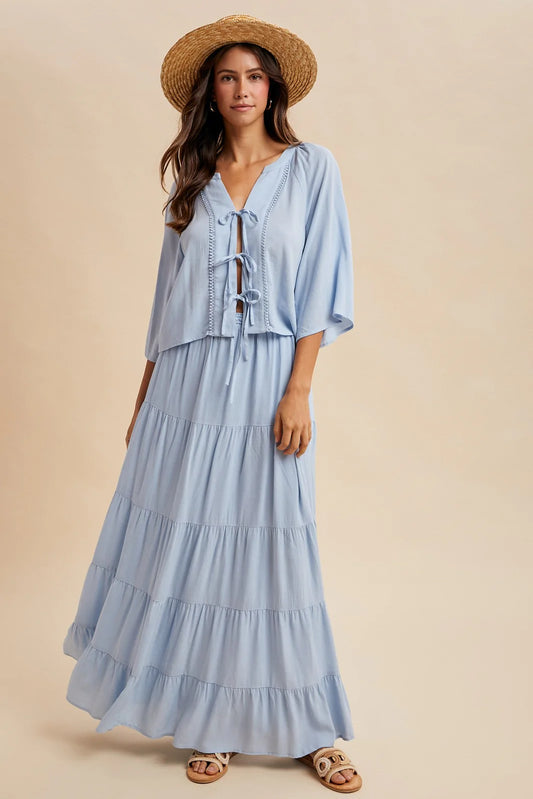 3/4 Sleeve Blouse & Maxi Skirt Set