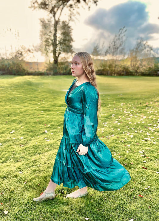 SHEER TIERED MIDI DRESS