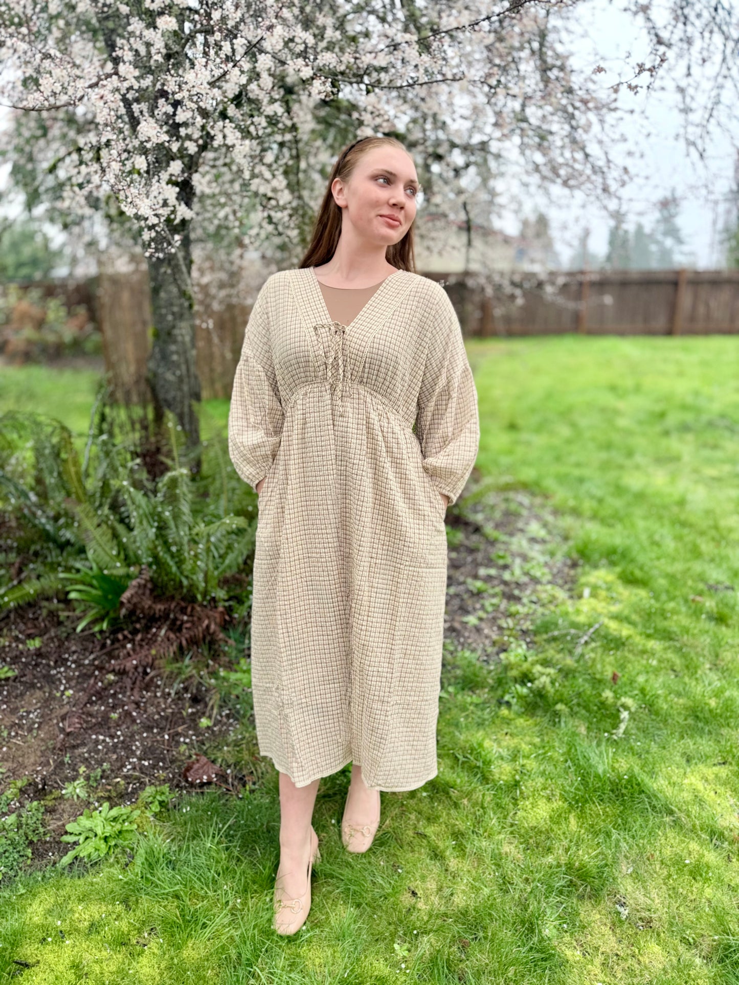 Gingham Plaid Midi Dress - Multiple Colors