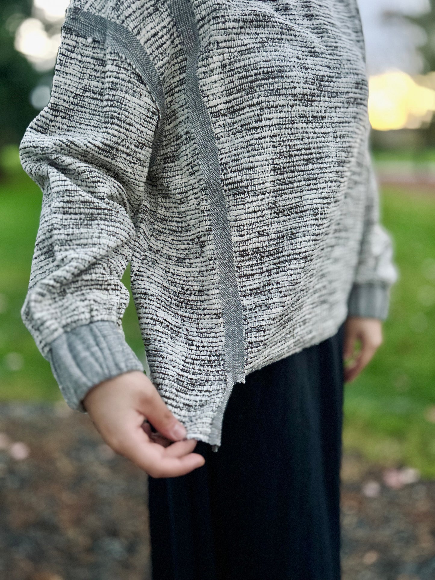 Heathered Jacquard Fabric Pullover Sweater