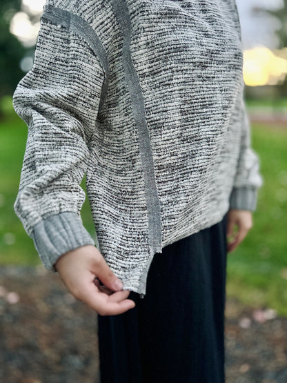 Heathered Jacquard Fabric Pullover Sweater