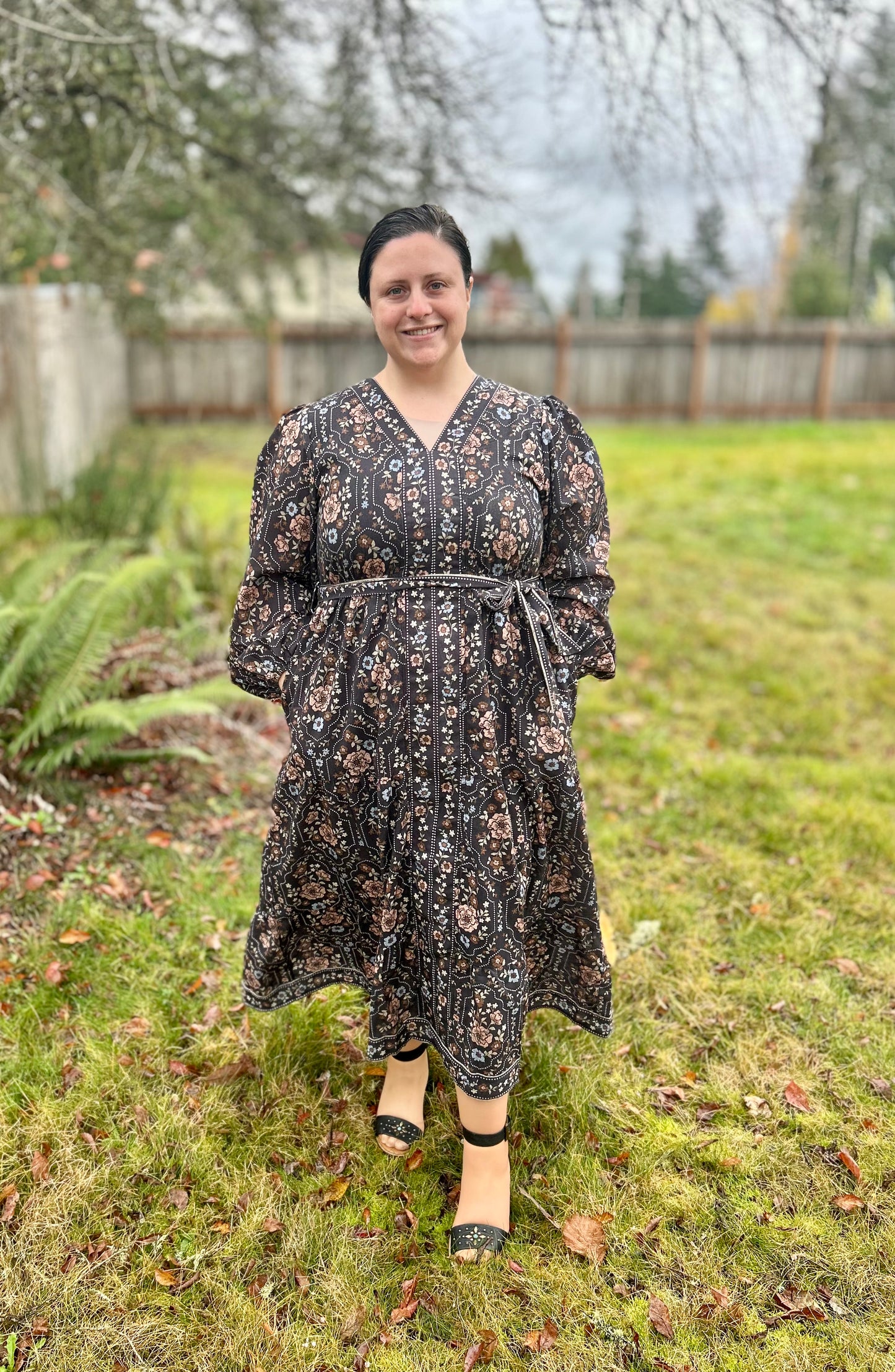 Floral V-Neck Midi Dress