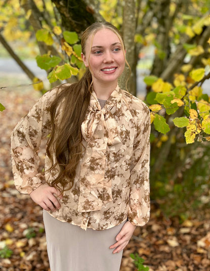 Golden Sunset Tie Neck Blouse