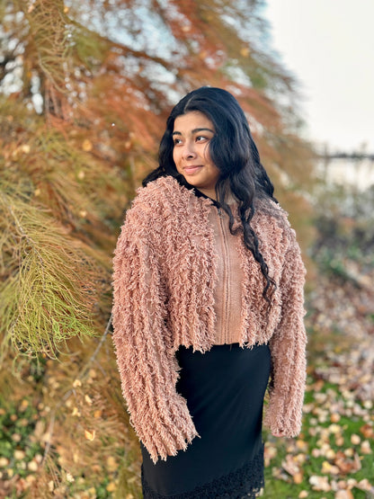 Soft Shaggy Yarn Knit Cropped Sweater