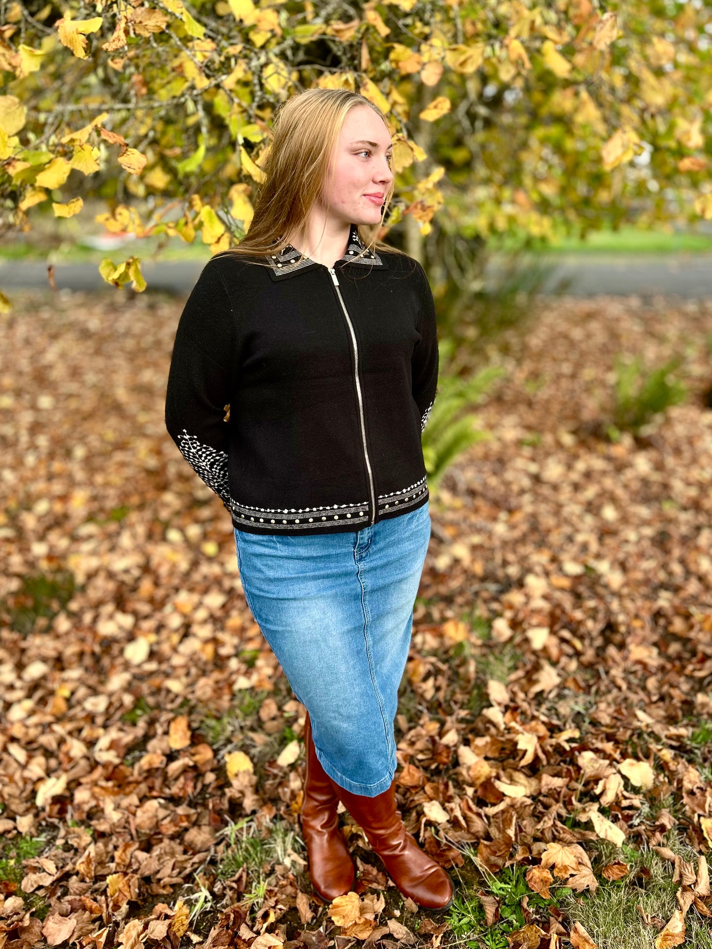 Studded Abstract Sweater