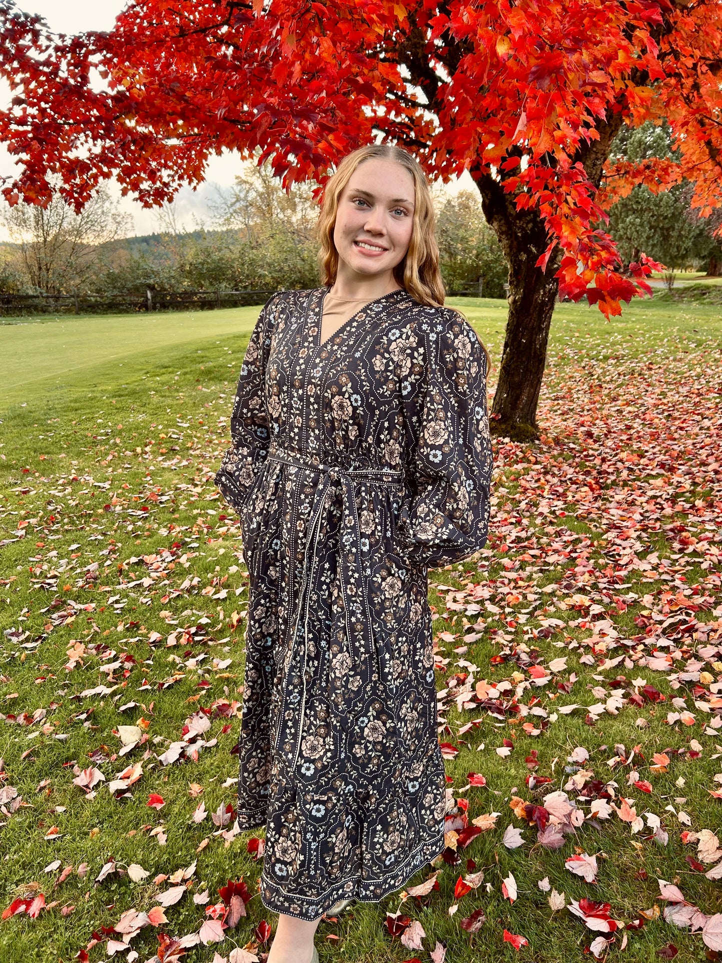 Floral V-Neck Midi Dress