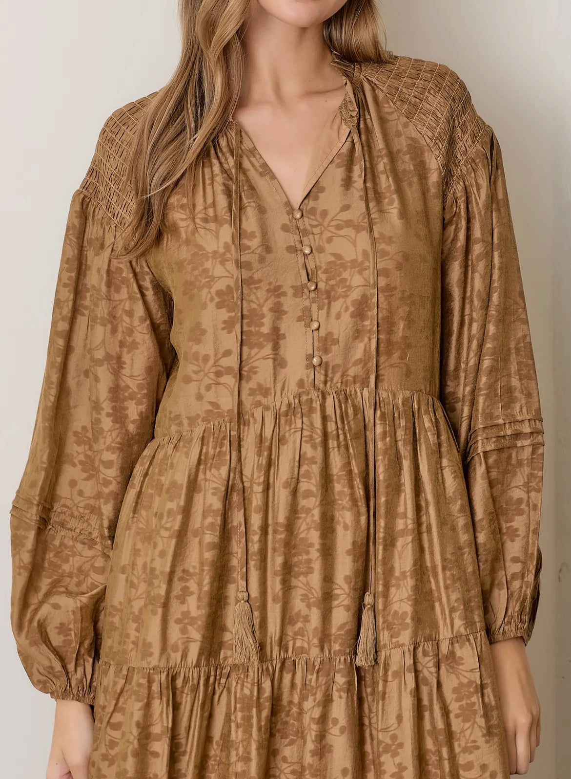 Floral Camel Maxi Dress