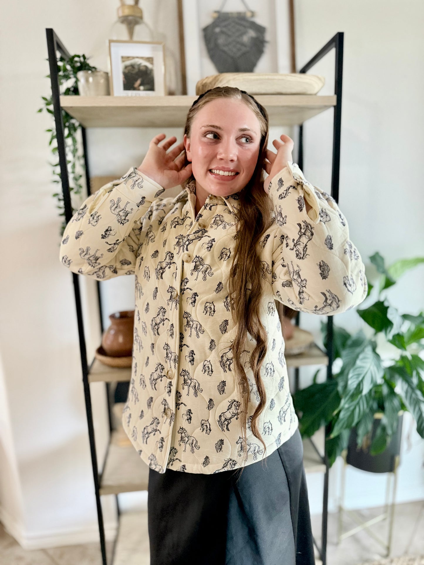 Quilted Western Horse Print Jacket