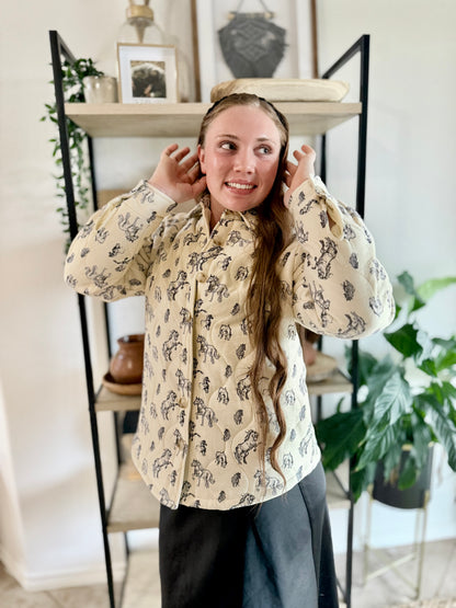 Quilted Western Horse Print Jacket
