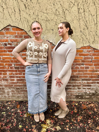 Floral Crochet Cropped Vest