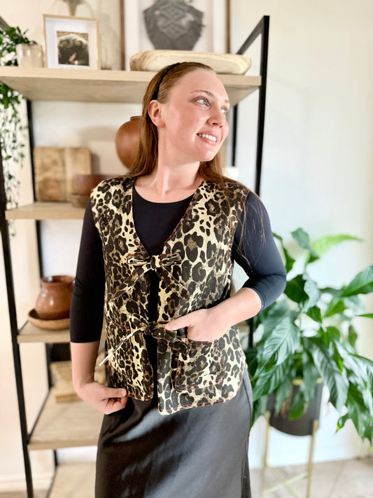 Washed Leopard Printed Vest