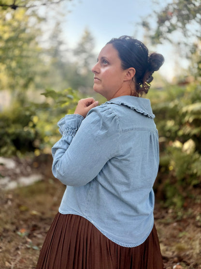 Button-Front Collared Blouse