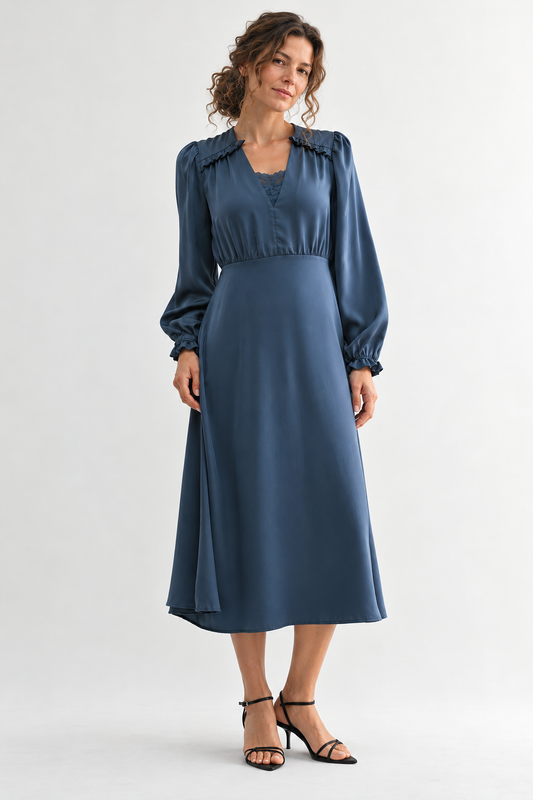 RUFFLE SHOULDER MAXI DRESS
