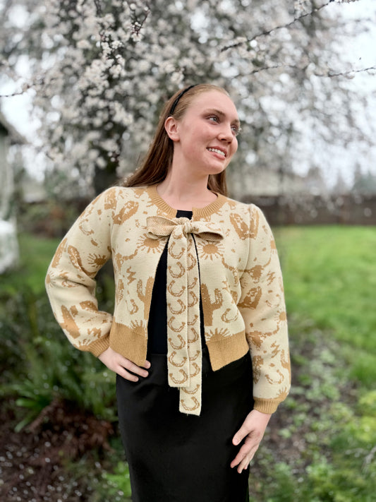 Western Tie Front Cardigan Sweater