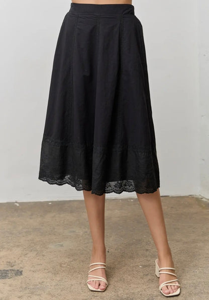 COTTON EYELET ACCENT COLLARED TOP & SKIRT SET