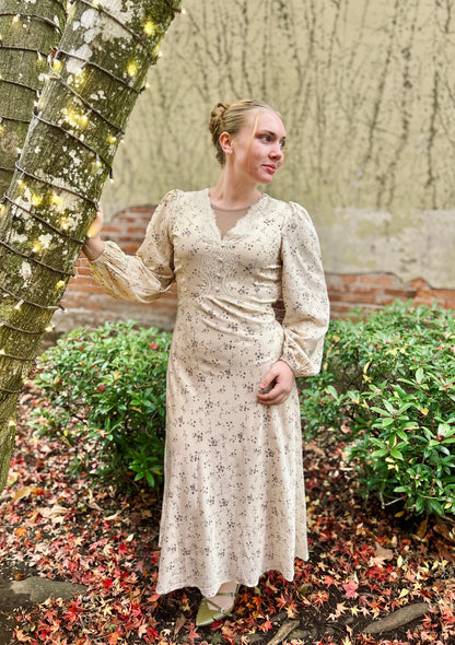 Vintage Floral Lace Trim Dress