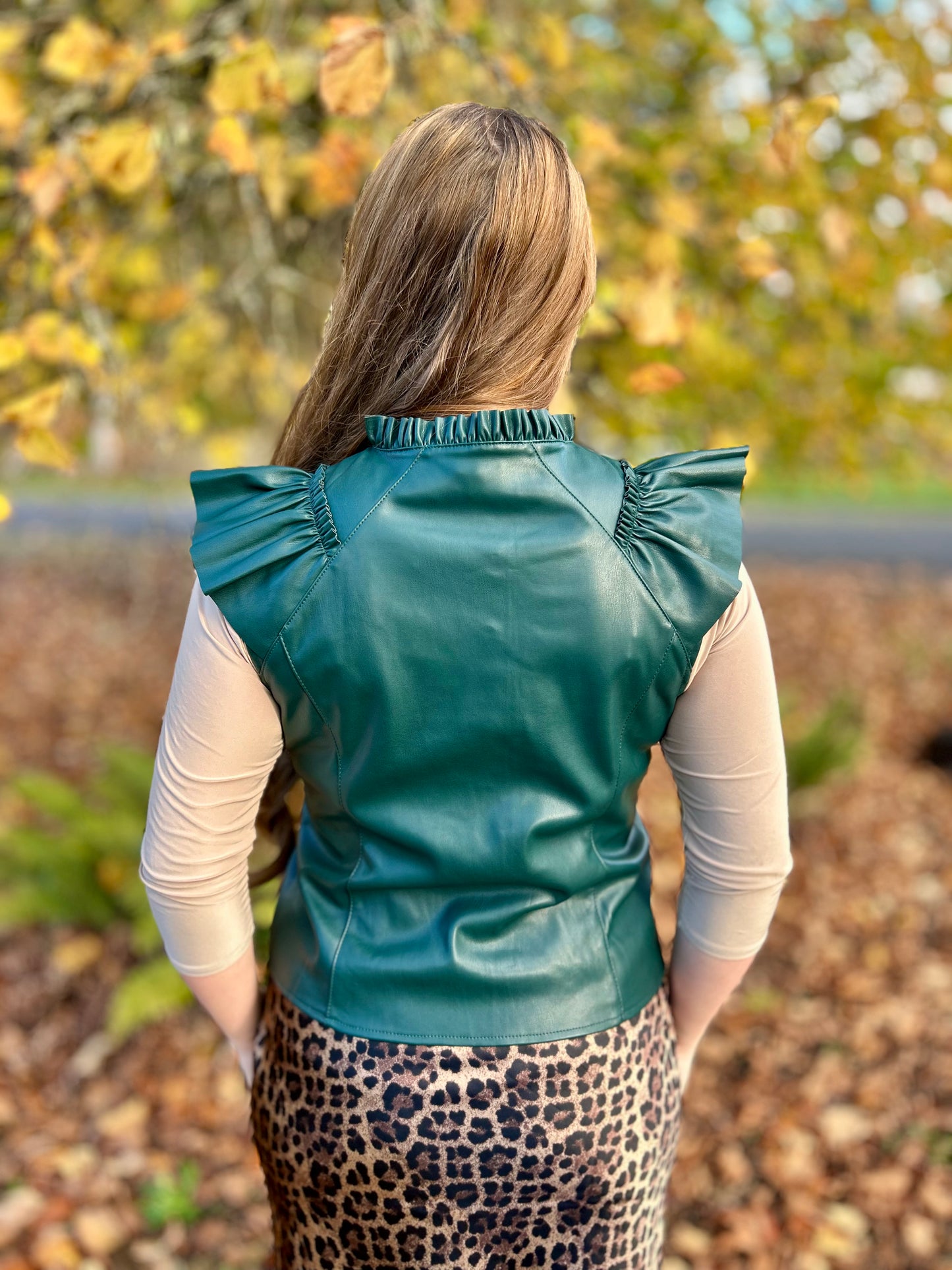 Green Faux Leather Vest