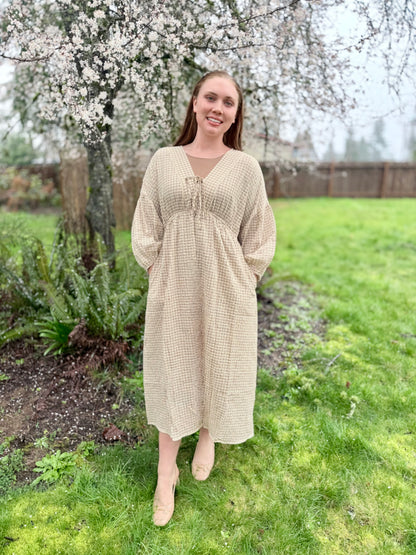 Gingham Plaid Midi Dress - Multiple Colors