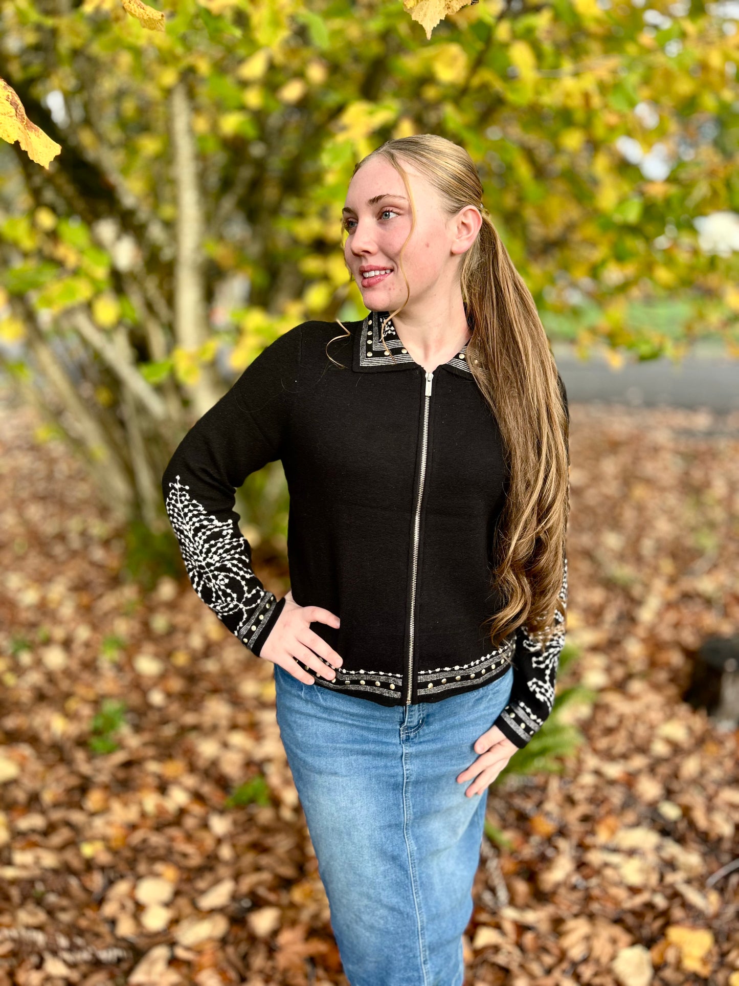 Studded Abstract Sweater