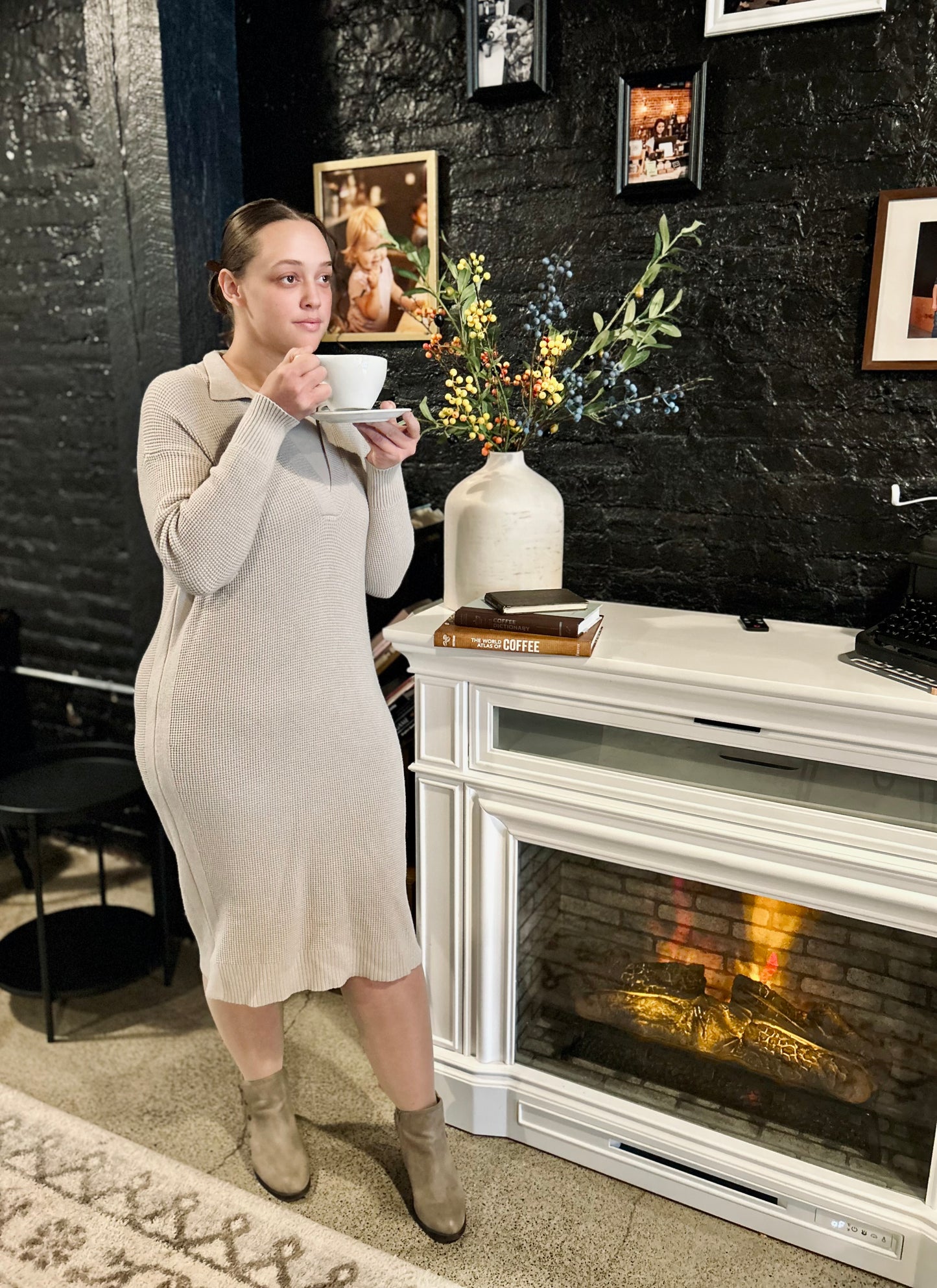 Waffle Knit Midi Dress