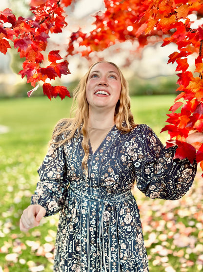 Floral V-Neck Midi Dress