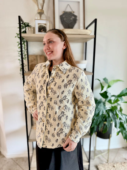 Quilted Western Horse Print Jacket