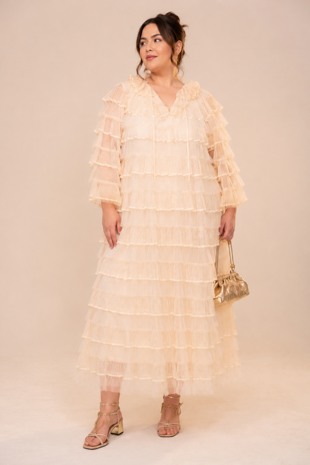 Tiered Ruffle Cape Sleeve Top Skirt Set