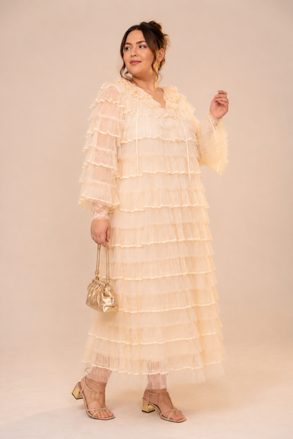 Tiered Ruffle Cape Sleeve Top Skirt Set