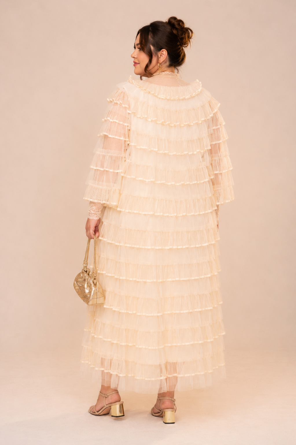 Tiered Ruffle Cape Sleeve Top Skirt Set