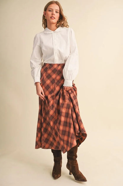White Ruffle Peter Pan Collar Button Down Blouse