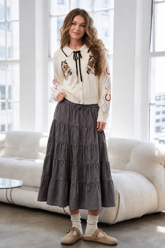 Horse Bow Tie Knit Cardigan