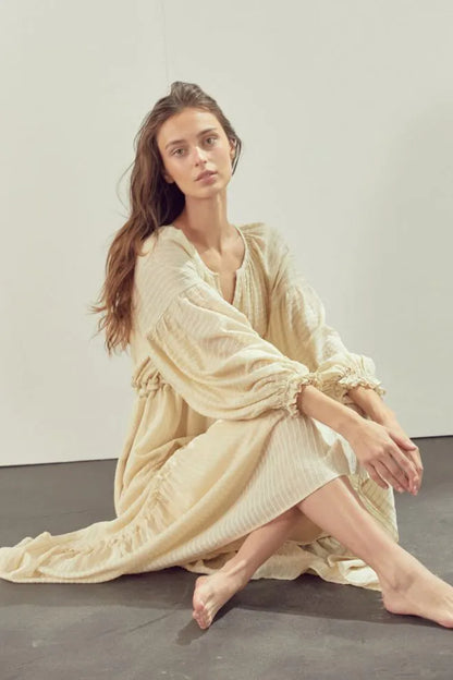 Cream Tie Front Maxi Dress