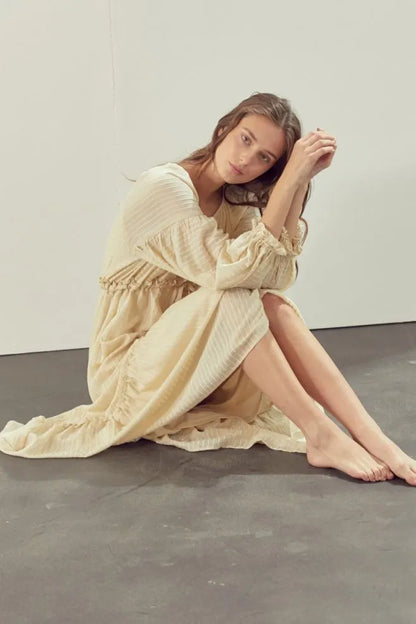Cream Tie Front Maxi Dress