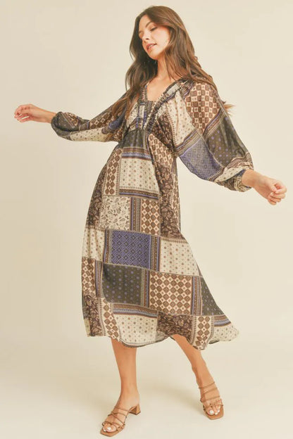 Kimono Ruffle Midi Dress - Multiple Colors