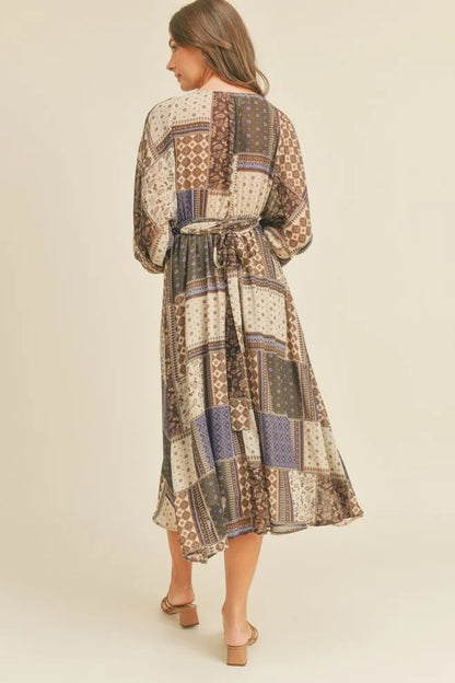 Kimono Ruffle Midi Dress - Multiple Colors