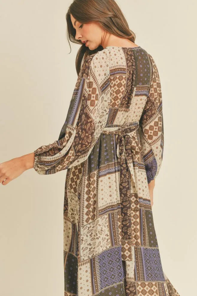 Kimono Ruffle Midi Dress - Multiple Colors