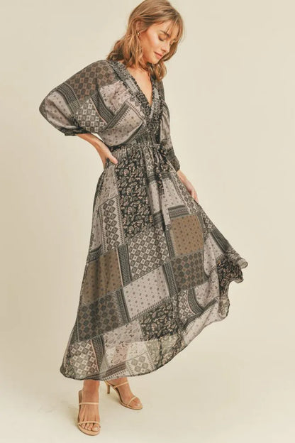 Kimono Ruffle Midi Dress - Multiple Colors