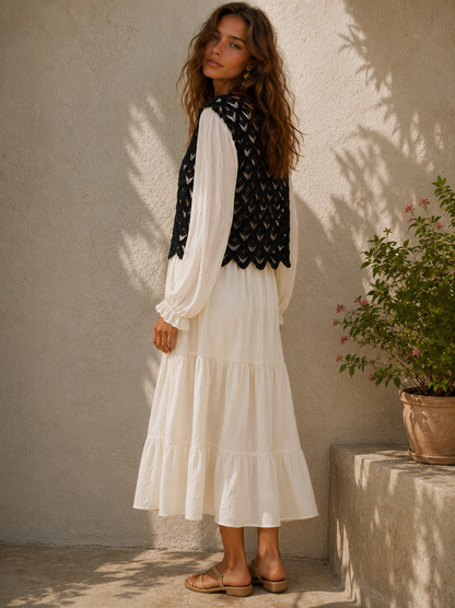 Midnight Scallop Crochet Shell Vest