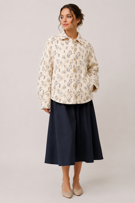 Quilted Western Horse Print Jacket