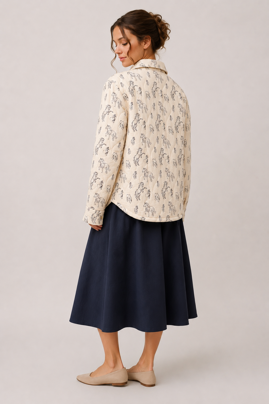 Quilted Western Horse Print Jacket