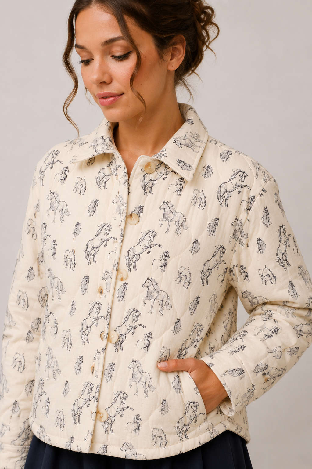 Quilted Western Horse Print Jacket